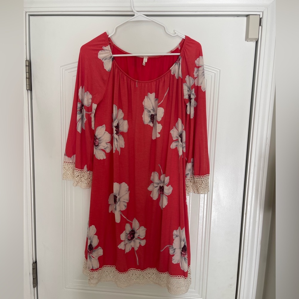 PinkBlush - Loose Fitting Floral Dress -S